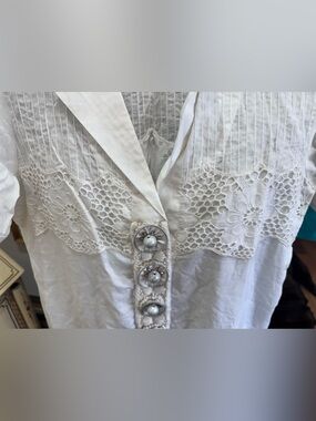 Gorgeous embellished White cotton cottagecore fairy summer dress. S/M